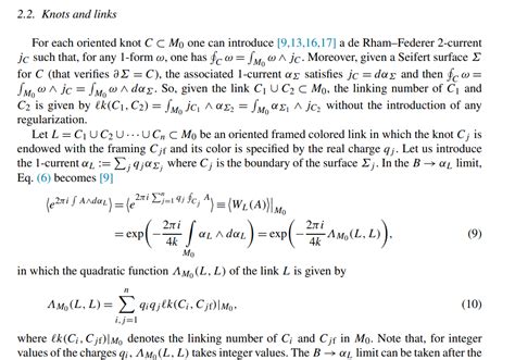 differential geometry - De Rham current associated with knot in abelian CS theory on a generic ...