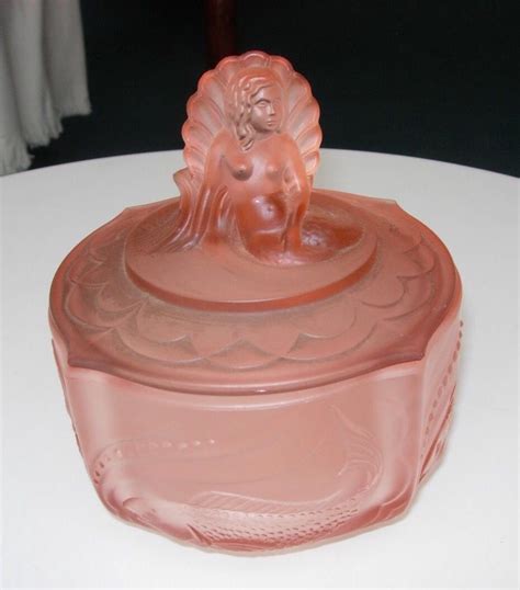 Art Deco Pink Glass Trinket Box Glass Trinket Box Pink Glass Art Deco Pink