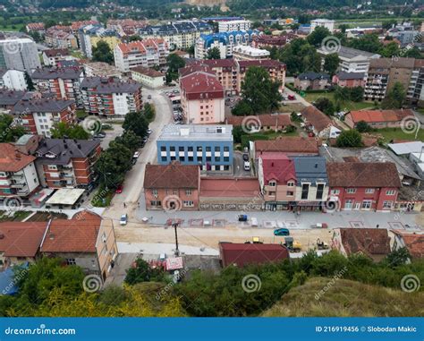 Aerial View Of Doboj Downtown From Medieval Fortress Gradina During