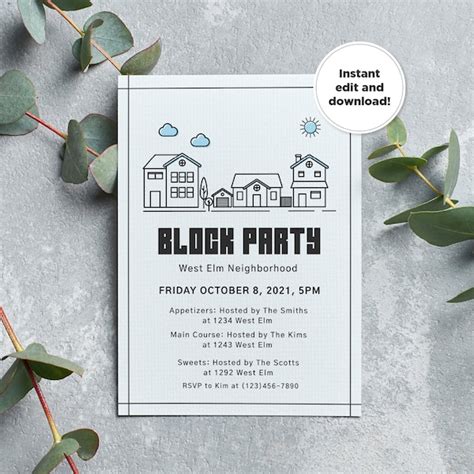 Neighborhood Party Invitation Etsy