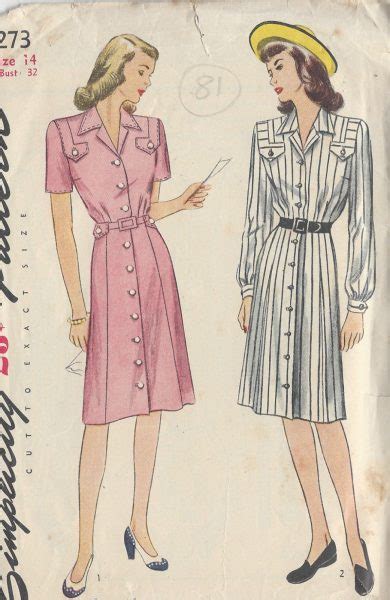 1940 Vintage Sewing Pattern DRESS B32 R480 By Du Barry The