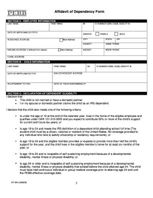 Affidavit Of Dependency Fill Online Printable Fillable Blank