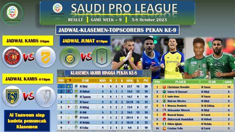 JADWAL SAUDI PRO LEAGUE PEKAN KE 9 5 8 OKTOBER 2023 SAATNYA AL