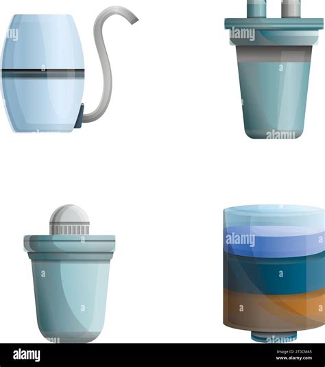 Water Filter Icons Set Cartoon Vector Water Purification Equipment