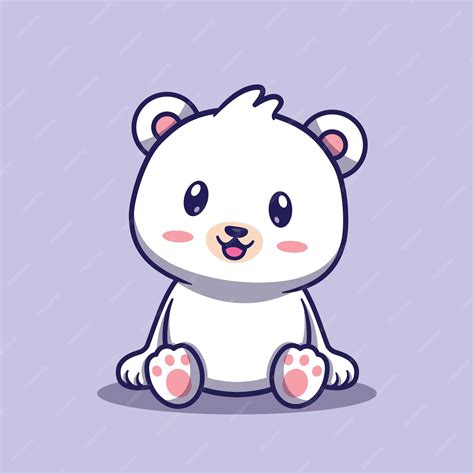 Premium Vector Cute Polar Bear Sitting Relaxed Cartoon Icon Illustration