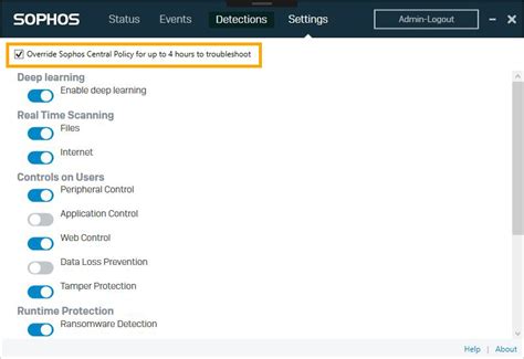 Configuración Sophos Endpoint