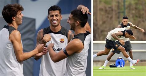 Joao Cancelo And Joao Felix Complete First Training Session With Barca 10 Pics Football