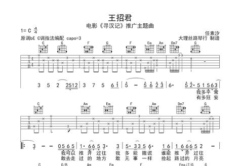 王招君吉他谱任素汐c调弹唱78单曲版 吉他世界