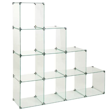 10 Stepped Glass Cubes Retail Display Kit Uni Shop Slatwall Panels