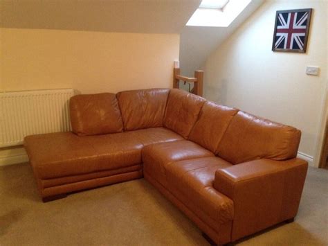 Tan Leather Corner Sofa For Sale In Llangennech Carmarthenshire