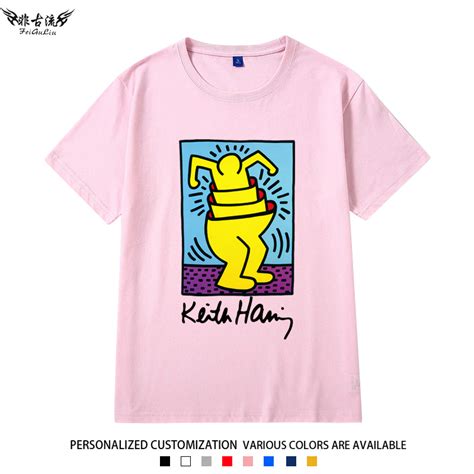 Keith Haring联名凯斯哈林潮牌短袖男女个性t恤纯棉情侣半袖衣服 虎窝淘