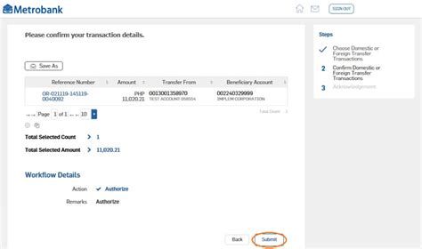 Sending Money Via Domestic Or Foreign Transfer Via Metrobank Business