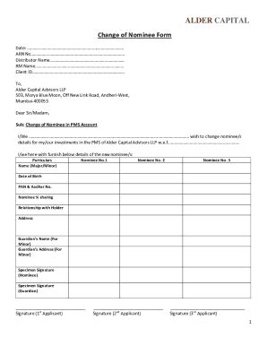 Fillable Online Change Of Nominee Form Fax Email Print Pdffiller