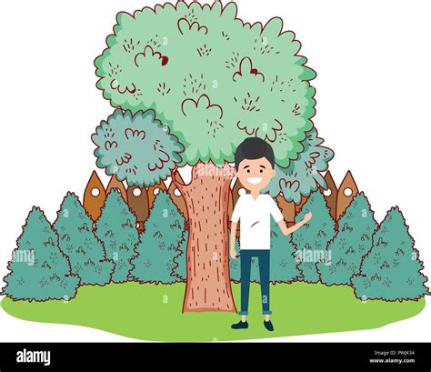 young man in nature cartoon Stock Vector Image & Art - Alamy