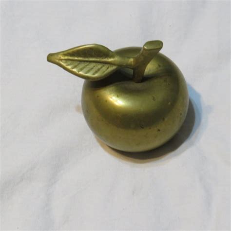 Solid Brass Apple Bell Teacher S Bell Vintage 80’s 3 1 4 Tall Ebay