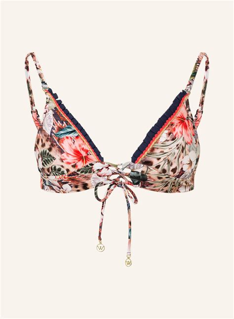 Watercult Bralette Bikini Top LEO ALLURES In Weiss Rot Braun