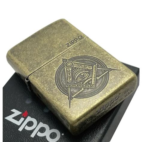 Zippo Huile Briquet Franc Ma On Myth Symbole Dor Laiton Standard Tui