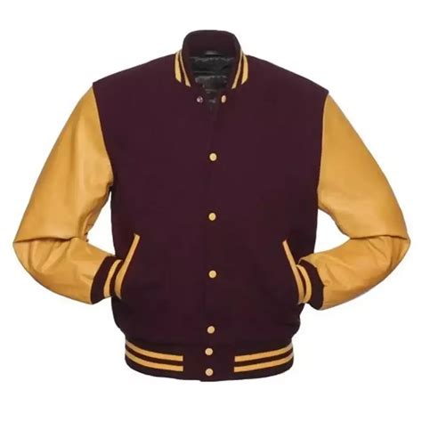 Mens Letterman Varsity Wool With Leather Sleeves Jacket Jm