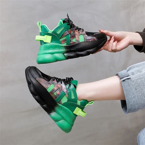 2020 Designers femmes plate forme baskets Ulzzang mode vert à lacets