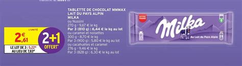 Promo TABLETTE DE CHOCOLAT MMMAX LAIT DU PAYS ALPIN MILKA chez Intermarché