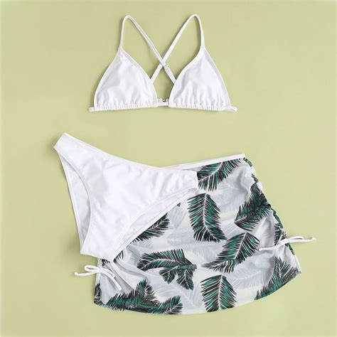 Bullpiano Girls Piece Set Floral Spaghetti Strap Triangle Bikini