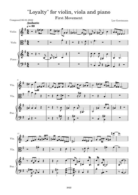 Loyalty For Violin Viola And Piano 1 Sheet Music For Piano Violin Viola Mixed Trio