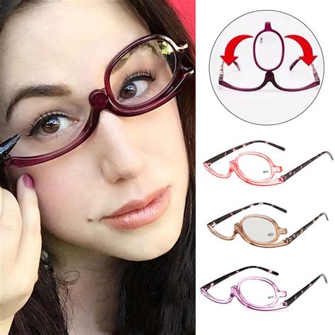 Women Makeup Reading Glasses Rotatable Flip Make Up Eye Glasses Presbyopic Ebay