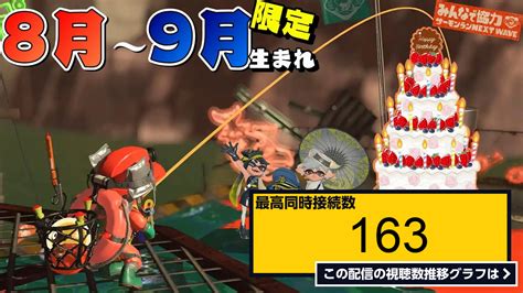 ライブ同時接続数グラフ『《8～9月生まれ限定》参加型サーモンランnw※概要欄必読【splatoon3サーモンラン】 』 Livechart