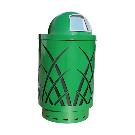 Sawgrass Trash Receptacle Round 40 Gallon Powder Coated Steel With Dome