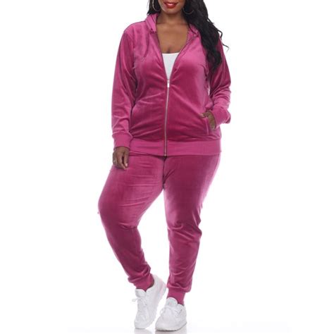 White Mark White Mark Womens Plus Size 2 Piece Velour Tracksuit Set