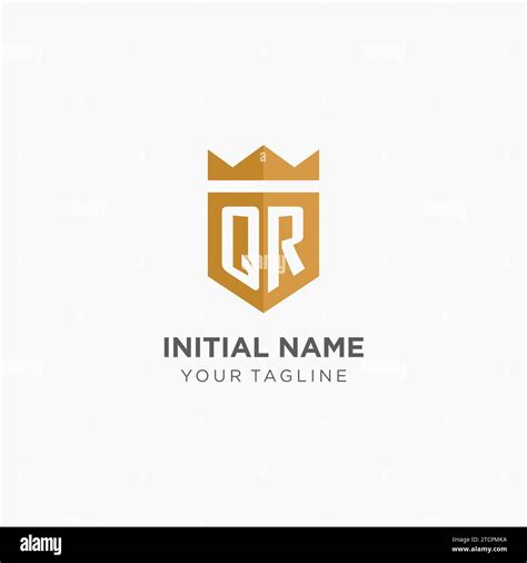 Monogram QR Logo With Geometric Shield And Crown Luxury Elegant