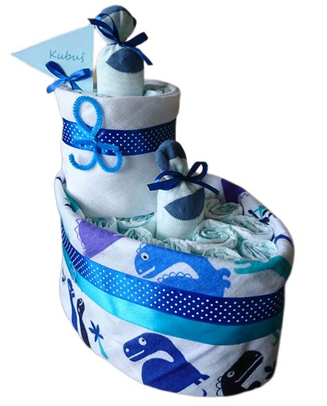 TORT Z PIELUCH PAMPERS 2 STATEK PREZENT CHRZEST BABY SHOWER NARODZINY