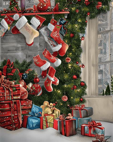 Kerstfoto Hyperrealistische Illustratie Met Ingewikkelde Details