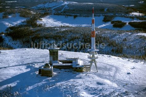 Schierke Von Oben Winterluftbild Funkturm Und Sendeanlage Auf Der