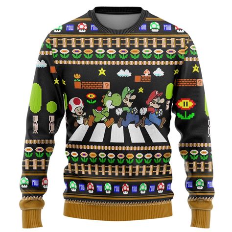 Mario Abbey Road Ugly Sweater Video Game Christmas Sweater Super