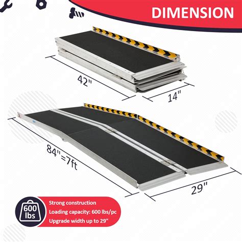 Pensun 7ft Wheelchair Ramp 84 L X 29 W Threshold Ramps Non Skid