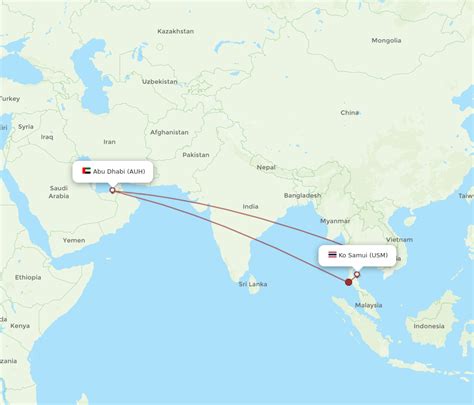 All Flight Routes From Abu Dhabi To Koh Samui Auh To Usm Flight Routes