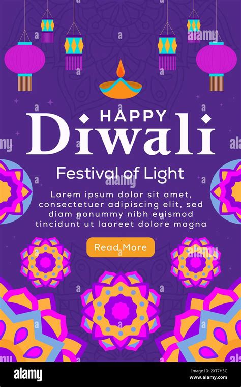 Happy Diwali Festival Of Light Illustration Flyer Template Stock Vector