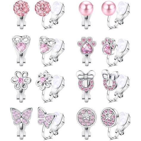 8 Paires Boucles D Oreilles À Clip Pour Femmes Filles Enfants