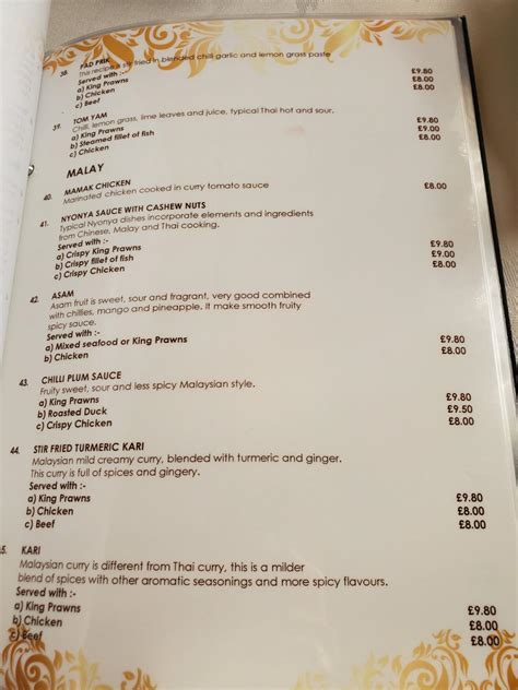 Menu At Thai Shire Restaurant Chipping Norton