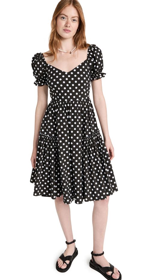 Caroline Constas Landyn Dress In Black White Polka Dot Modesens