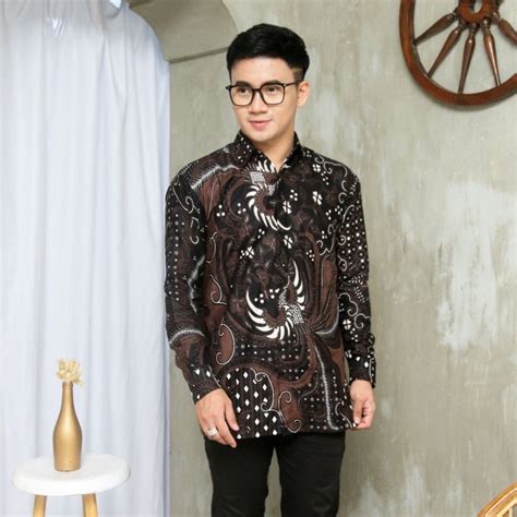 Jual Batik Pria Lengan Panjang BATIK NAKULA HRB026 Motif KERATONAN Kode