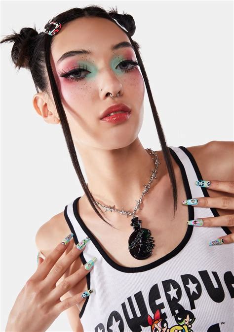 Dolls Kill X The Powerpuff Girls Chemical X Barbed Wire Chain Necklace