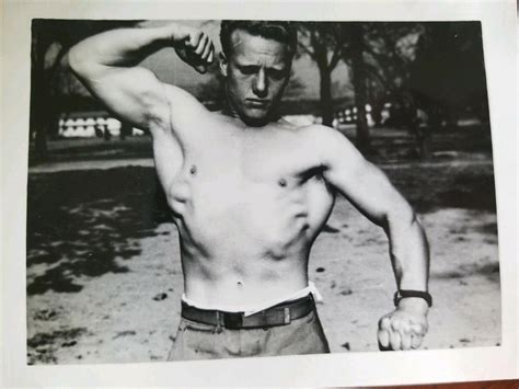 Handsome Shirtless Beefcake Muscle Man Wwii Vintage Gay Snapshot Photo Military
