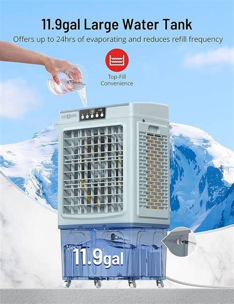 Uthfy Evaporative Air Cooler 3531 Cfm Swamp Cooler With Speeds Cooling Fan With Ice Gallons