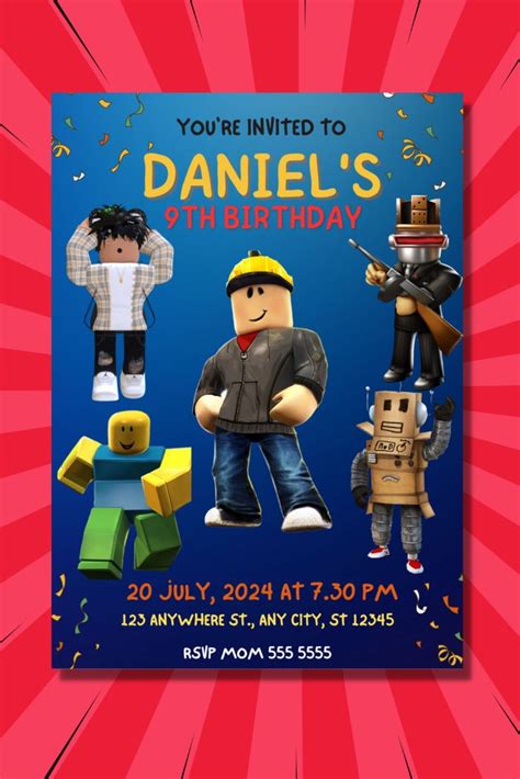 Editable Roblox Birthday Invitation Template