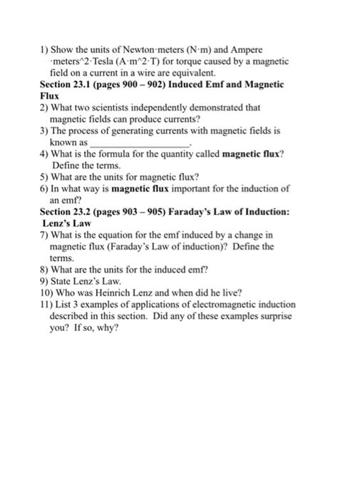 Solved 1 Show The Units Of Newton Meters N M And Ampere