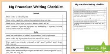 Procedure Writing Student Checklist - Australia - Twinkl