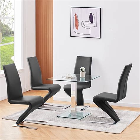 Enke Black Glass Extending Dining Table Romeo Dining Chair