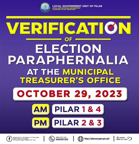 Schedule Of Verification Of Election Paraphernalia At The Municipal Treasurer’s Office